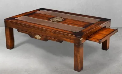 Produktbild von Casa Padrino Luxus Vintage Stil Couchtisch Braun 125 x 80 x H. 45,5 cm - Massivholz Wohnzimmertisch - Vintage Stil Wohnzimmer Möbel - Luxus Wohnzimmer Möbel - Massivholz Wohnzimmer Möbel
