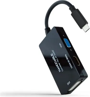 Obrázek produktu pro Adaptér USB C na VGA/HDMI/DVI NANOCABLE 10.16.4301-ALL 20 cm černý 4K Ultra HD
