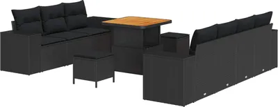 Produktbild von "WINTER SALE" Gartensofa Set - Balkonmöbel/Loungeset - elegantes Design - mit Kissen mit Kissen 10 pcs Schwarz Poly Rattan - 276x204x85cm - Gartensofas NeuMöbel133299