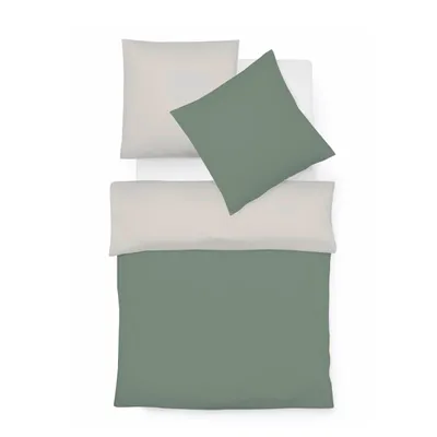 Produktbild von liebling Halbleinen Bettwäsche 155 x 200 + 1 x 80 x 80 cm, Farbe salbei-leinen, Bettbezug aus 50% Leinen & 50% Baumwolle, kühlend & atmungsaktiv