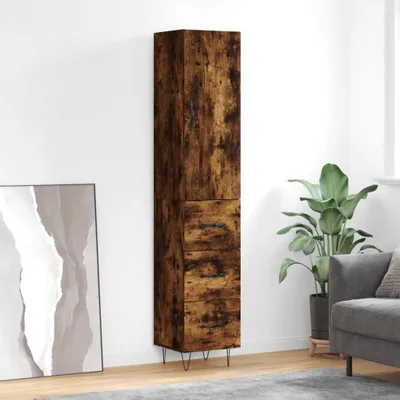 Produktbild von vidaXL Highboard Räuchereiche 34,5x34x180 cm Holzwerkstoff