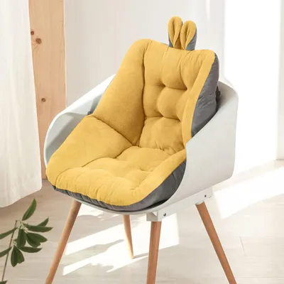 Productafbeelding van Ergonomisch zitkussen met rugleuning voor verlichting van rugpijn, stoelkussen voor kantoor en auto (geel, 45 x 45 cm)