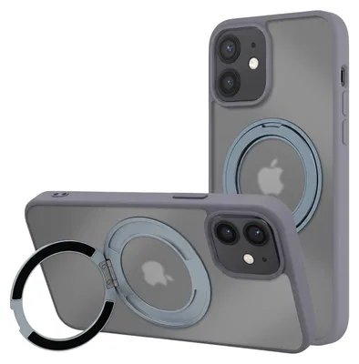 Imagen del producto de Avizar, funda híbrida para iPhone 12 / 12 Pro con soporte de anillo, color gris