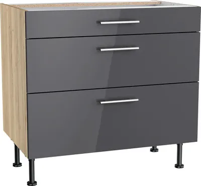 Produktbild von Optifit Schubladenunterschrank Jonte984 BxTxH 90 x 58,4 x 87 cm anthrazit glänzend zerlegt KFJO U936-8E+