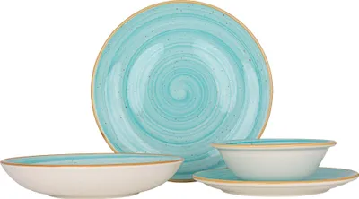 Image de Set de vaisselle Bonna (Medium) - Aqua - 24 pièces - 6 personnes - Porcelaine