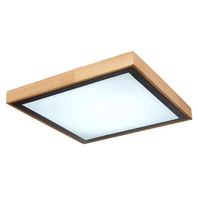 Produktbild von LED Deckenleuchte, Holz, schwarz, opal, CCT, D 39 cm