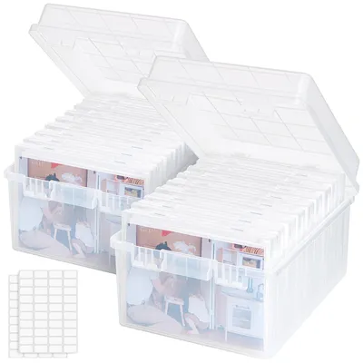 Fotoaufbewahrungsbox 13x18 cm, 9 Fächer, durchsichtig, 2er-Pack