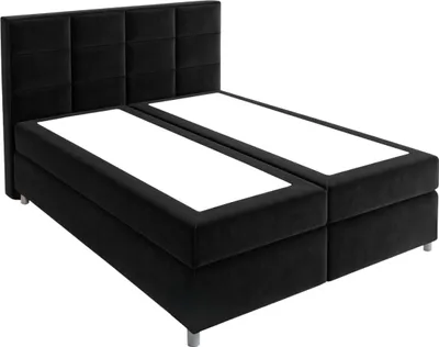 Produktbild von Moebelpaket Bett 160x200 mit Bettkasten, Boxspringbett mit Pocket-Matratze, Eleganter Riviera-Stoff - Schwarz - Kollektion Meroo