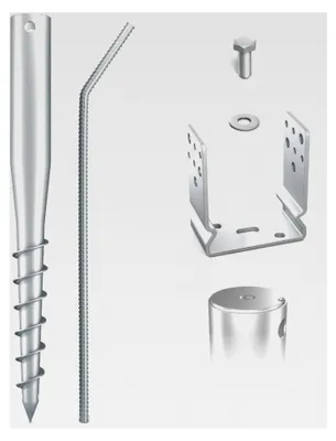 Produktbild von 100 cm U-Set 2 Schraubfundamente inkl. 121 mm Pfostenträger; Ø 60 x 2; M12