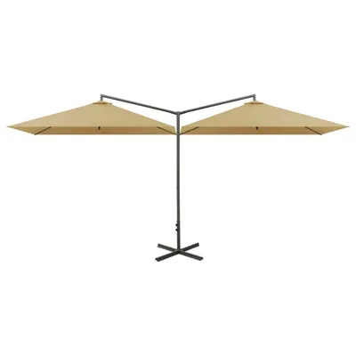 Obrázek produktu pro vidaXL Dvojitý slunečník s ocelovou tyčí 600x300 cm Taupe