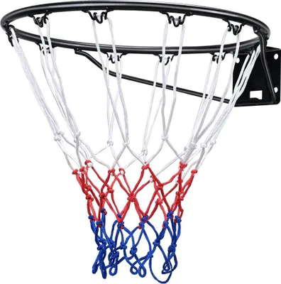 Produktbild von Basketballkorb, an der Wand montierter Basketballkorb, strapazierfähiger Q235-Basketballkorb mit Netz und doppelter Feder, Standard-18-Zoll-Korb für den Innen- und Außenbereich für Kinder und Erwachsene