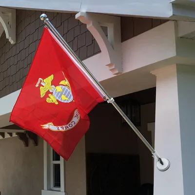 Produktbild von Vlaggenmast Saugnapfhalter aus Metall für die amerikanische Flagge - Komplettset für Gartenbannerstange