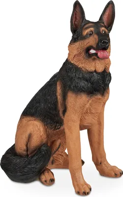 Image de Figurine de berger allemand Relaxdays, grandeur nature, résistante aux intempéries, figurine décorative de chien, décoration de jardin, dimensions : 85 x 39 x 55 cm, polyrésine, marron