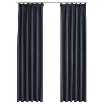Image de vidaXL Rideaux occultants avec crochets 2 pcs. Anthracite 140x225 cm