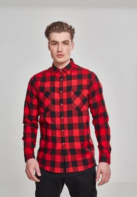 Zdjęcie produktu dla Urban Classics - CHECKED FLANELL Hemd schwarz / rot - 5XL