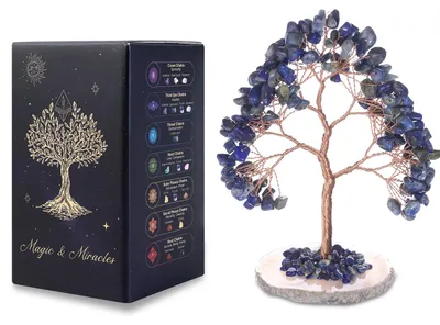 Kristall Lebensbaum Lapis Lazuli 135 Steine Jadebasis 11 cm