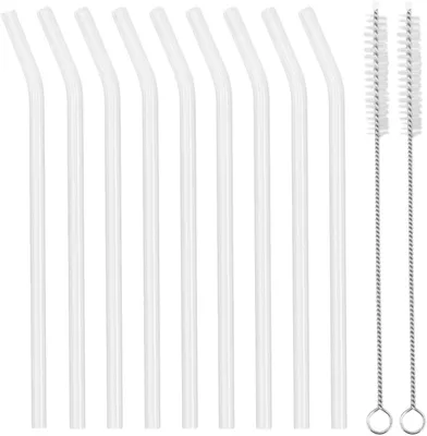 Obrázok produktu pre Sklenené slamky set 9 kusov, 20 cm, opakovane použiteľné, so 2 čistiacimi kefkami, na nápoje