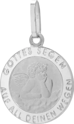 Produktbild von Ketteanhänger kleiner Schutzengel Gottes Segen 925 Silber 12mm Teilmatt Amulett