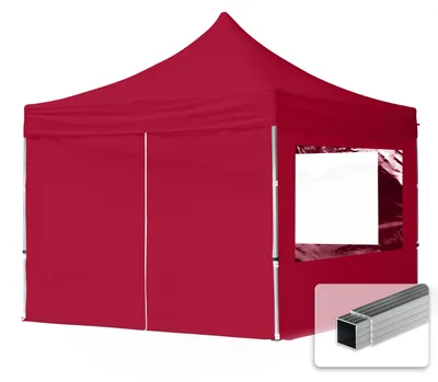 Produktbild von TOOLPORT 3x3m Aluminium Faltpavillon, inkl. 4 Seitenteile, rot