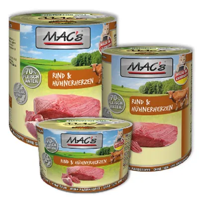 Produktbild von 6 x 800g MAC's Cat Rind & Hühnerherzen