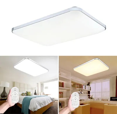Produktbild von ACXIN 72W dimmbare LED Decken- und Wandleuchte silber aus Aluminium und Acryl, stromsparend mit langer Lebensdauer, steuerbar via Fernbedienung für alle Wohnräume