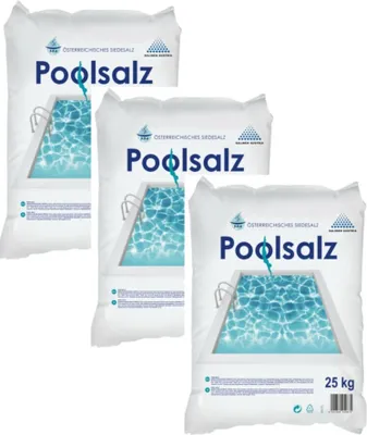 Produktbild von SALINEN AUSTRIA Poolsalz für Salzwasser-Pool & Schwimmbad, 3 x 25 Kg