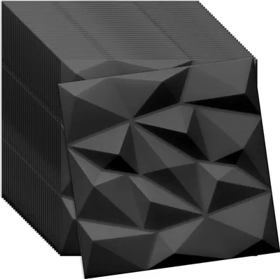 Zdjęcie produktu dla Verdico | Panele ścienne 3D – 50 × 50 cm – czarne – stylowy design – 32 sztuki do kreatywnego projektowania wnętrz