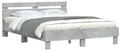 Produktbild von vidaXL Bettgestell mit Kopfteil Betongrau 150x200 cm Holzwerkstoff