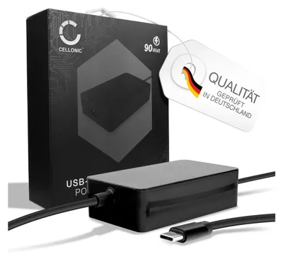 Produktbild von CELLONIC PD Power Delivery | 5V-20V 90W Netzteil (auch 87W 61W 45W 30W 12W) für USB C Notebooks, Tablets, Smartphones - CC-PD90 Schnellladegerät 2.9m Notebook Ladegerät Laptop Ladekabel Power Supply