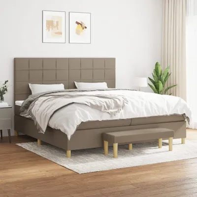 Produktbild von Design Möbel Boxspringbett mit Matratze Taupe 200x200 cm Stoff - 2024 Neu