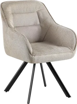 Produktbild von CLP Esszimmerstuhl Pettuli 180° schwenkbar gepolstert mit Rückenlehne bis 150 kg creme Material Stoff