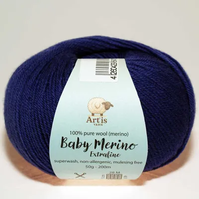 Obrázek produktu pro Baby Merino Extrafine Art'is Yarn 100 % vlna | Bez mulesingu a superwash (50 g / 200 m) (333 tmavě fialová)