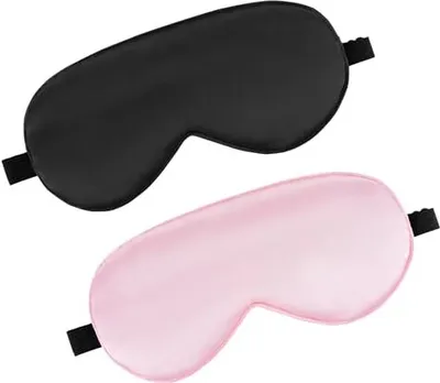 Produktbild von 2 Seidenschlafmasken für Seitenliege, verstellbares Gummiband Augenlicht Nacht Haut Freund, Seitenliegen, Brille, Reisen, Hotel,