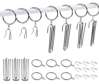 Obrázok produktu pre 120 strieborných krúžkov na závesy s háčikom – 30 mm, vhodné na tyče s priemerom 19 mm – 25 mm