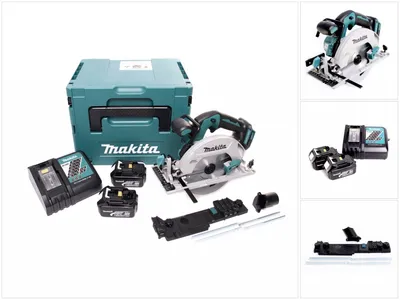Produktbild von Makita DHS 680 RFJ Akku Handkreissäge 18 V 165 mm Brushless + 2x Akku 3,0 Ah + Ladegerät + Adapter + Makpac