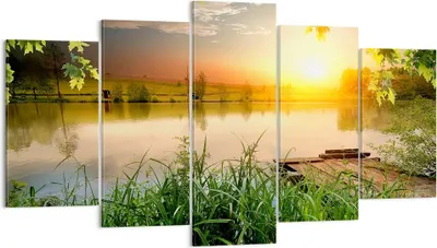 Produktbild von Bild auf Leinwand - Leinwandbild - Brücke See - 160x85cm - Wand Bild - Wanddeko - Wandbilder - Leinwanddruck - Bilder - Kunstdruck - Wanddekoration - Leinwand bilder - Wandkunst - EA160x85-3914