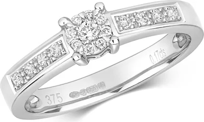 Produktbild von Funkelndes Feuer 9 Karat (375) Weißgold Damen - Diamant Solitärring Brillant-Schliff 0.16 Karat G - I1 I2, 53 (16.9); TRS316989KWRSM