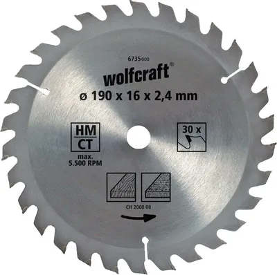 Image de Wolfcraft Lame de scie Wolfcraft coupe grossière ø180x20 Z22 6734000