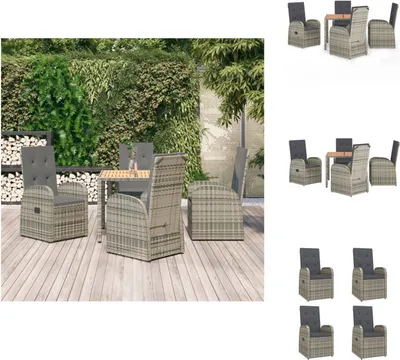 Zdjęcie produktu dla vidaXL 5-częściowy zestaw ogrodowy z poduszkami szary rattan - krzesła ogrodowe