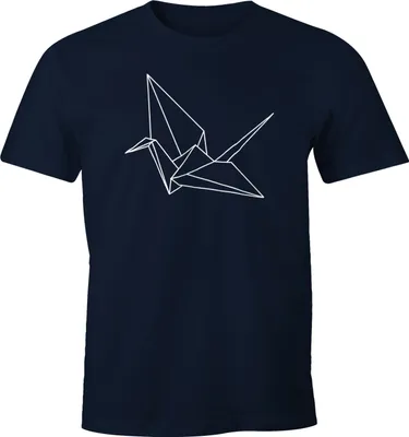 Produktbild von Herren T-Shirt Origami Kranich Crane Vogel Bird Geometrisch Moonworks® M