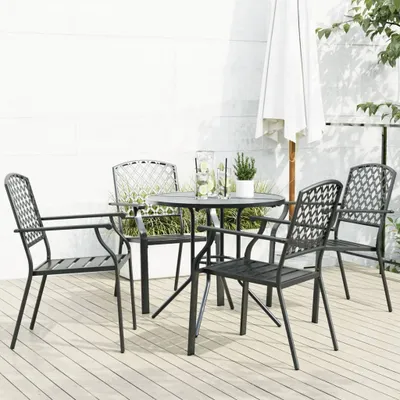Immagine prodotto di Maison Exclusive - Set di sedie da giardino, 5 pezzi, impilabili, in acciaio verniciato a polvere