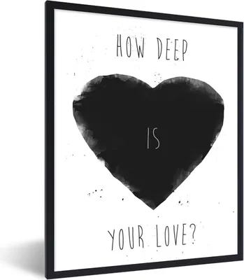 Produktbild von MuchoWow® Gerahmtes Poster Liebe - Herz - Schwarz - Zitat 30x40 cm - Poster mit Schwarzem Bilderrahmen Wandposter Rahmen Foto Bilder - Wanddeko - Kunstdrucke