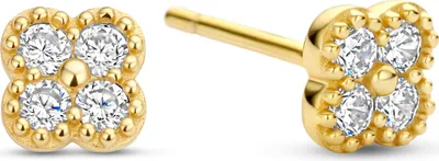 Produktbild von New Bling - 9NB-1587-Y - 925 zilveren klaver oorknopjes met zirconiastenen - goudkleurig