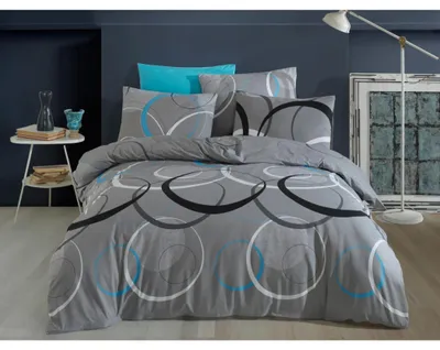 Imagen del producto de Juego de sábanas de algodón, tamaño extendido, 140x220 cm, funda de almohada 70x90 cm, color azul grisáceo (Toronto)