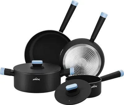 Produktbild von Homelux Topfsets Induktion Topfsets 6-Teilig Kochgeschirr Set mit Antihaftbeschichtung, Kochtopf Set und Bratpfanne für Induktion, Schwarz