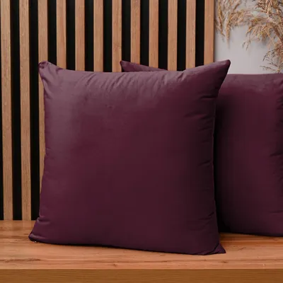 Obrázek produktu pro MG Design, sada 2 povlaků na polštáře, 55 x 55 cm, tmavě červená barva - s zipem, sametově měkká s jemným leskem, snadno se udržuje a je odolná