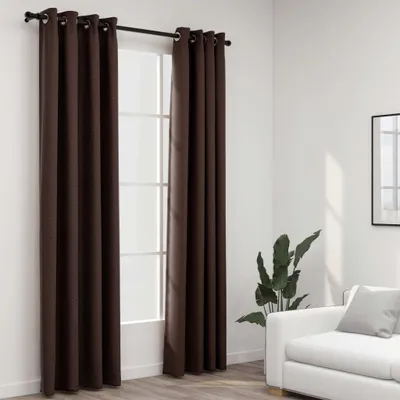 Immagine prodotto di The Living Store tende oscuranti occhielli look lino 2 pz. Taupe 140x225 cm