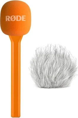 Produktbild von Rode Handadapter Interview GO Orange mit Fell-Windschutz