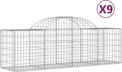 Imagen del producto de vidaXL: Muros de contención tipo gavión con arco, 9 unidades, 200x50x60/80 cm, hierro galvanizado