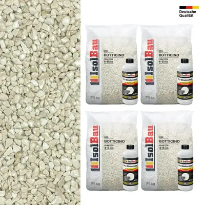 Steinteppich SET Botticino 4-8mm Marmorkies 100kg + PU-Bindemittel Set für 10m²